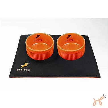 Porta Comedouro Jogo Americano Preto/Laranja - Ace Dog