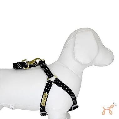 Conjunto Peitoral Americano e Guia Preto - Pata Chic