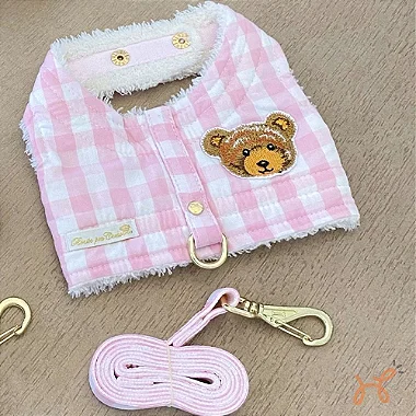 Colete Peitoral Urso Teddy Rosa - Bonito Pra Cachorro