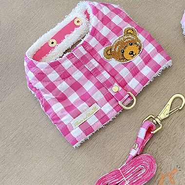 Colete Peitoral Urso Teddy Pink - Bonito Pra Cachorro