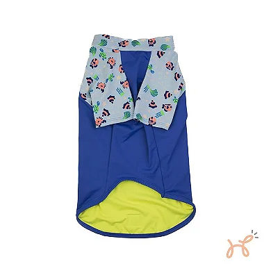 Camiseta de Praia para Cães Sun Pro UV Azul - Milli Mania