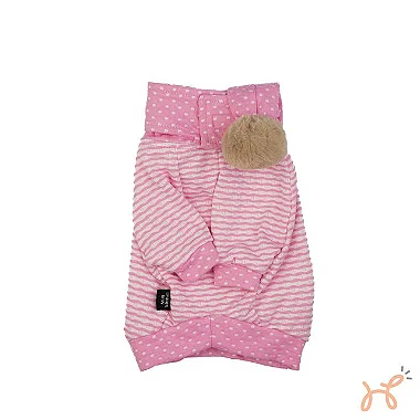 Blusa Pijama para Cães com Gola e Pompom Sky Rosa - Milli Mania