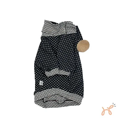 Blusa Pijama para Cães com Gola e Pompom Sky Preto - Milli Mania