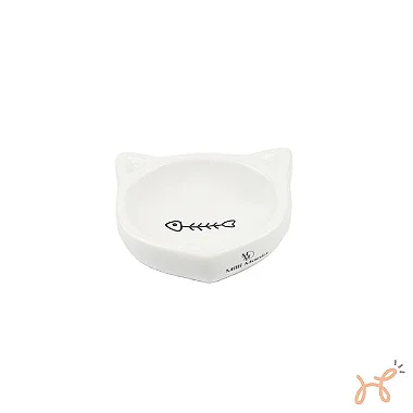 Comedouro para Gatos Porcelana Estampa de Espinha de Peixe - Milli Mania