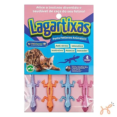 Brinquedo para Gatos Lagartixa Porta Petisco 4 Cores - PetGames
