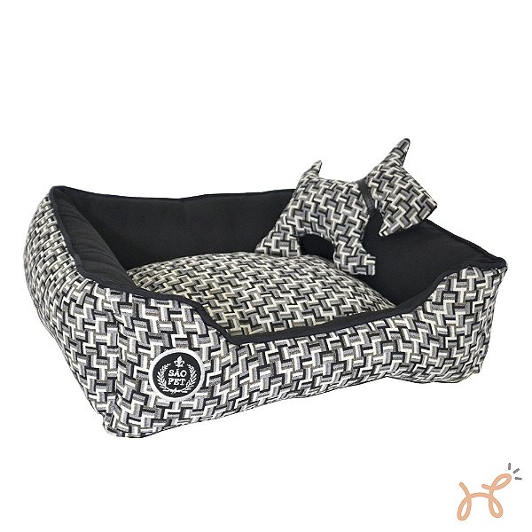 Cama para Cães e Gatos Rubi Black & White Chevron - São Pet
