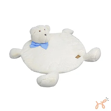 Tapete Urso Bear Off White Laço Azul - Pata Chic