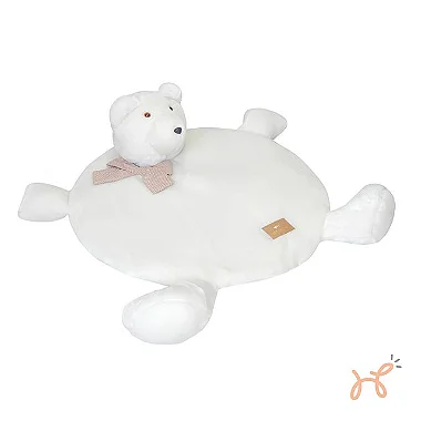 Tapete Urso Bear Off White Laço Bege - Pata Chic