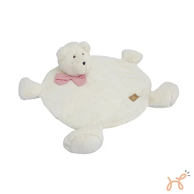 Tapete Urso Bear Off White Laço Rosa - Pata Chic