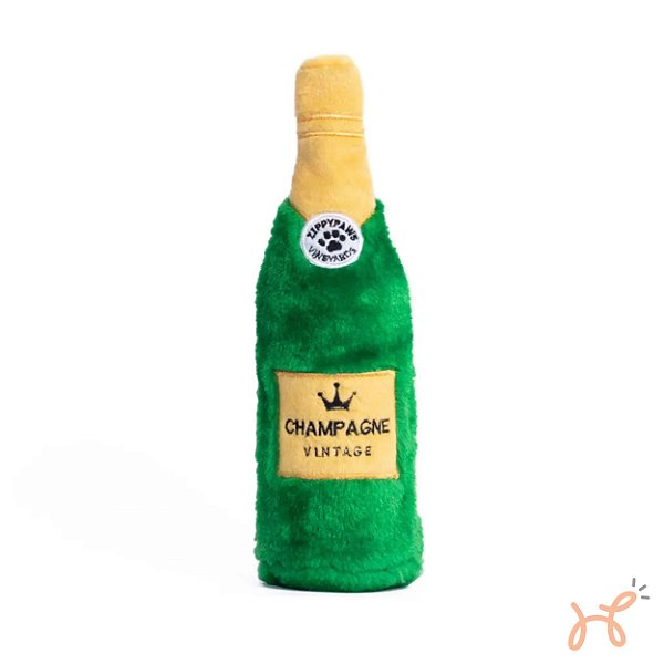 Brinquedo Pelúcia com Garrafa Plástica e Apito Happy Hour Crusherz  Champagne  - ZippyPaws