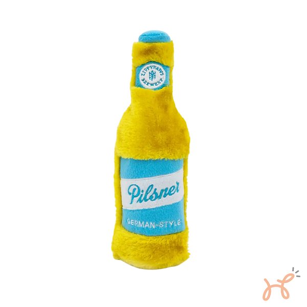 Brinquedo Pelúcia com Garrafa Plástica e Apito Happy Hour Crusherz Pilsner - ZippyPaws