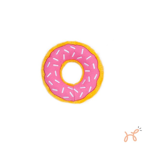 Brinquedo de Pelúcia para Cães Squeaker Plush Donut Morango M  - ZippyPaws