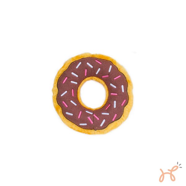 Brinquedo de Pelúcia para Cães Squeaker Plush Donut Chocolate M  - ZippyPaws
