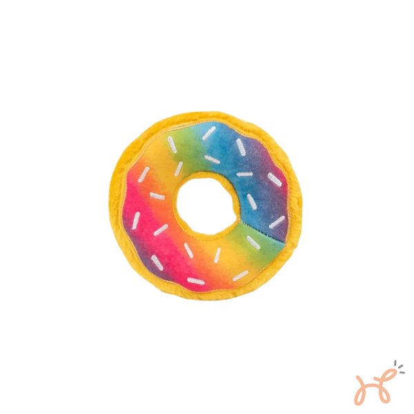 Brinquedo de Pelúcia para Cães Squeaker Plush Donut Rainbow M  - ZippyPaws