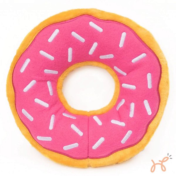 Brinquedo de Pelúcia para Cães Squeaker Plush Donut Morango Jumbo  - ZippyPaws