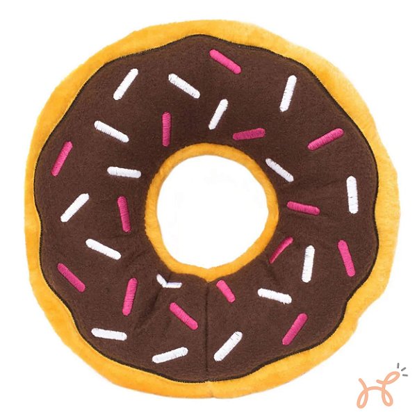 Brinquedo de Pelúcia para Cães Squeaker Plush Donut Chocolate Jumbo - ZippyPaws