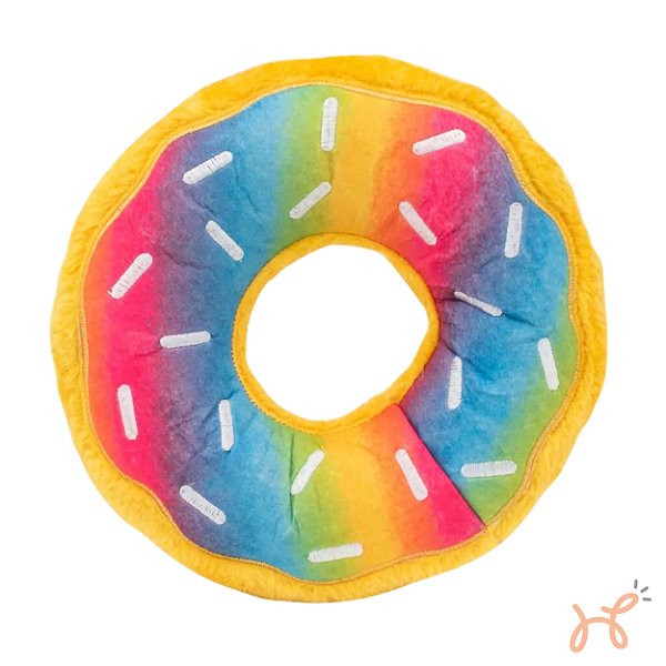 Brinquedo de Pelúcia para Cães Squeaker Plush Donut Rainbow Jumbo - ZippyPaws