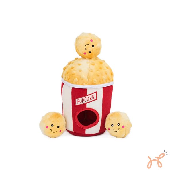 Brinquedo Interativo Pelúcia para Cães Balde de Pipoca Burrow Popcorn - ZippyPaws