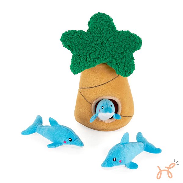 Brinquedo Interativo Pelúcia para Cães Golfinhos na Palmeira Burrow - ZippyPaws