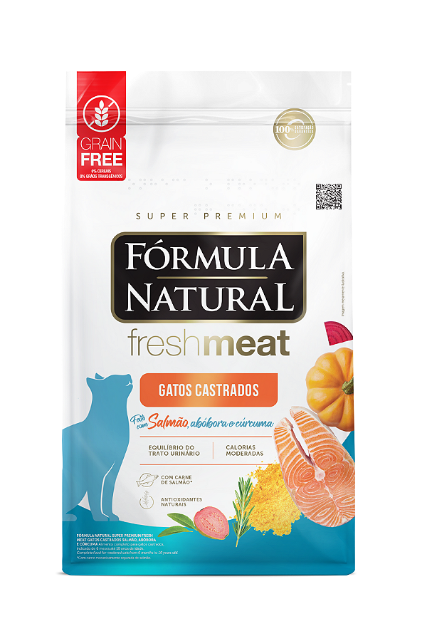 Ração Fórmula Natural Fresh Meat para Gatos Adultos Castrados Sabor Salmão