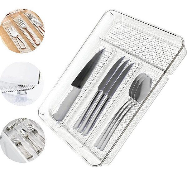 Porta Talheres Organizador de Cozinha Acrilico Premium Sofisticado e Elegante