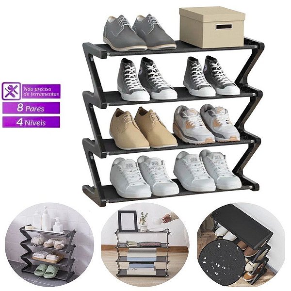 Sapateira Grande 8 Pares De Sapato 4 Prateleiras Premium