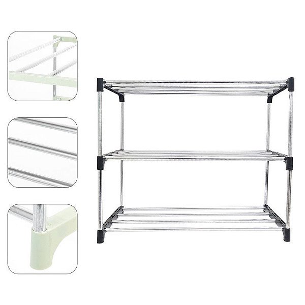 Sapateira Pequena Para Hall De Entrada/porta 6 Sapatos Tênis Cor Preto