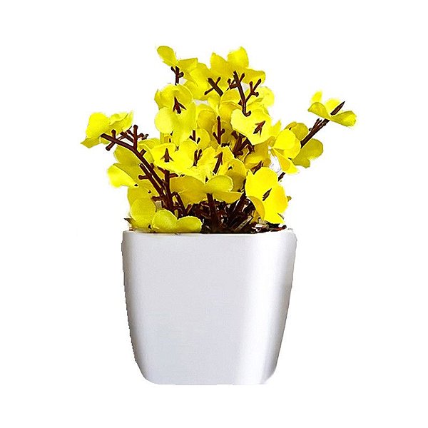 Mini Vasinho Decorativo Cerejeira Com Plantinha Artificial Para Decoração