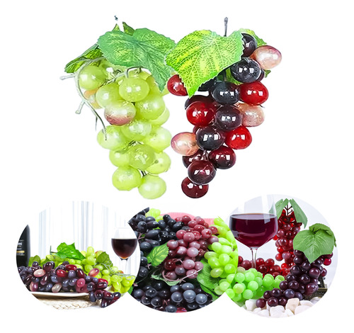 Kit 2 Frutas Artificiais Uvas Decorativas Decoração Cestas