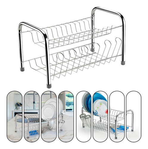 Escorredor De Louça Aço Anticorrosão Porta Copos E Talheres