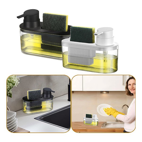 Dispenser Porta Detergente Álcool Suporte Esponja Cozinha Nf