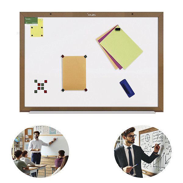 Lousa Magnética Quadro Branco 120x90 Parede Aula Escritorio