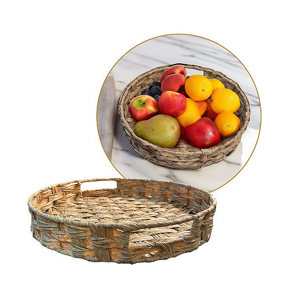 Bandeja Redonda C/ Alça Decoração Organização Sofisticada Nf