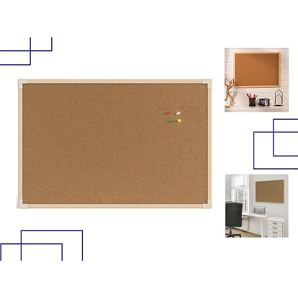 Quadro Recados Cortiça Moldura De Pinus Avisos 60x40cm