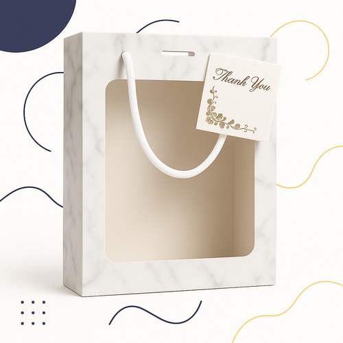 Kit 10 Sacolas Elegantes C/ Visor E Tag Dourada Transparente