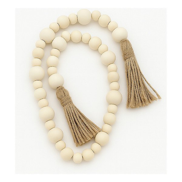 Cordão Madeira C/tassel 87cm Decorativo Mesa Casa Artesanal