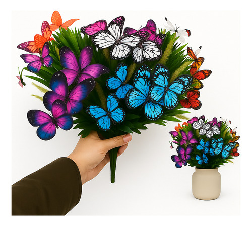 Buquê Borboletas 40cm Decoração Floral Colorida Jardim Casa