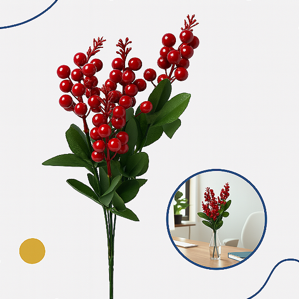 Azevinho Natal Artificial 50cm Decoração Vermelha Enfeite Nf (COMPONENTE)