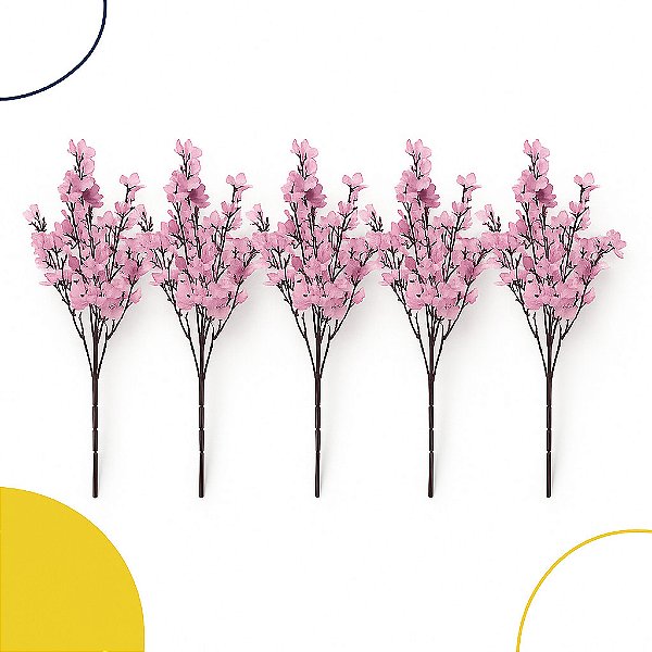 Kit 5 Buquê Flor Cerejeira Artificial Decoração Arranjo Mesa