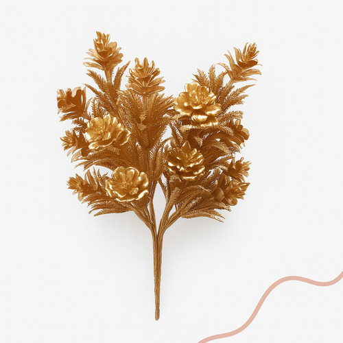 Buquê Rosas Douradas Natal 31cm Decoração Luxo Elegante Mesa