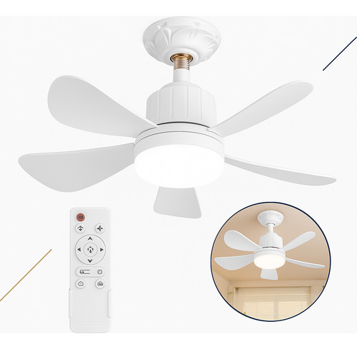 Lâmpada Ventilador Teto 6 Pás Led Super Silencioso Ambiente