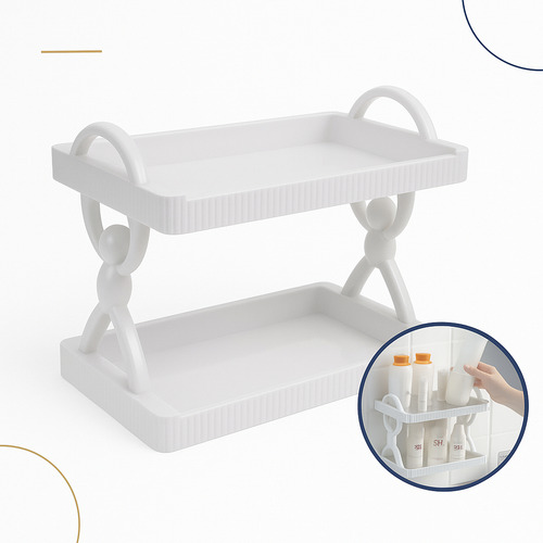 Prateleira Dupla Parede Adesiva Cozinha Banheiro Resistente