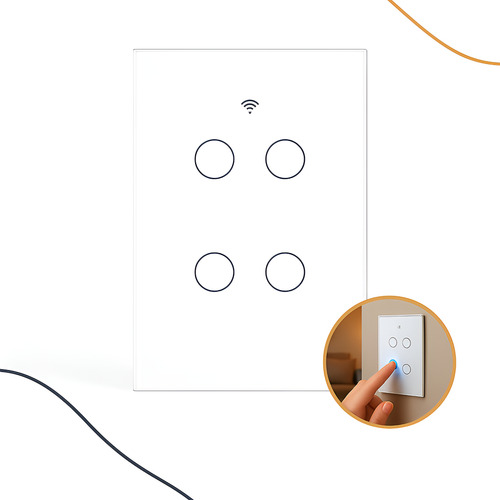 Interruptor Inteligente Wifi 4 Botões Alexa Google Touch Nfe (COMPONENTE)