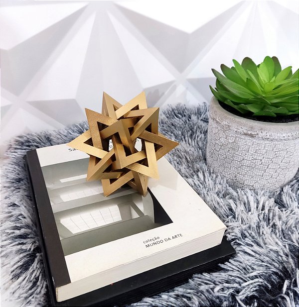 Escultura Ouriço Tetraedro em Resina Maciça