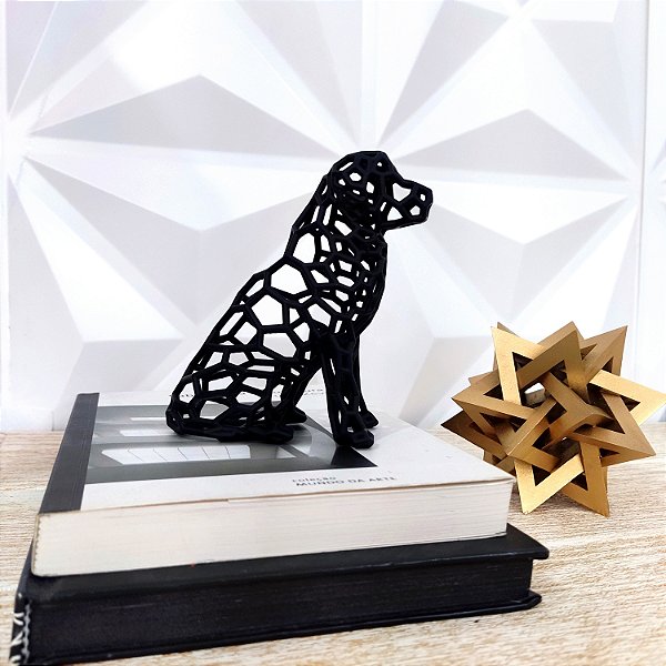 Escultura Cachorro Sentado Minimalista Moderno