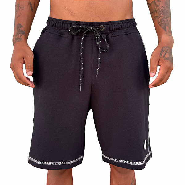Bermuda Moletom Chronic Preto Bolso Faca