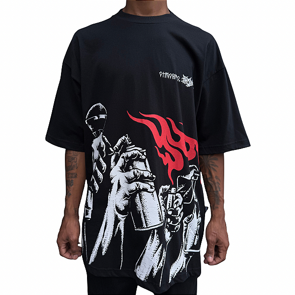 Camiseta Oversized Chronic x Thaíde Elementos Preto