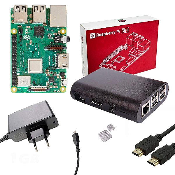 Kit Raspberry Pi 3 B+ Plus Case Dissipadores Fonte Cabo HDMI