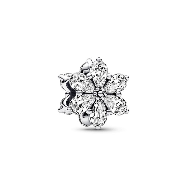 Berloque Separador Flor Brilhante Riqueza Prata 925 Legitima