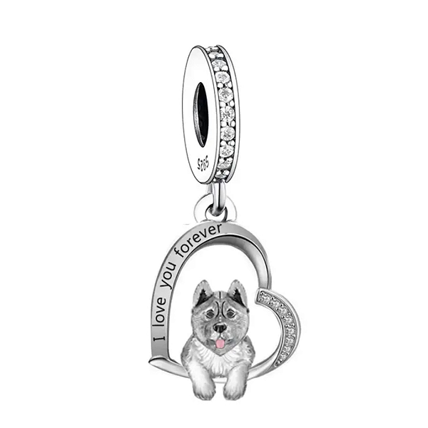 Berloque Pendente Husky Siberiano Em Prata Legítima 925